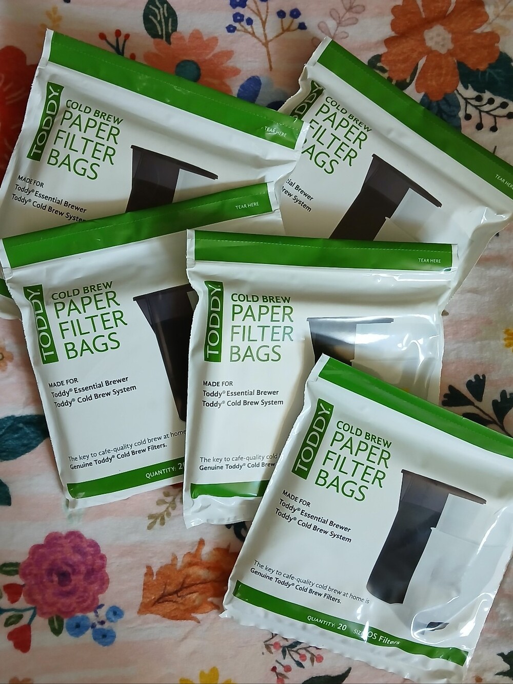 Lot Of 5 TODDY Cold Brew Coffee Paper Filter Bags 100 Total Filters NEW